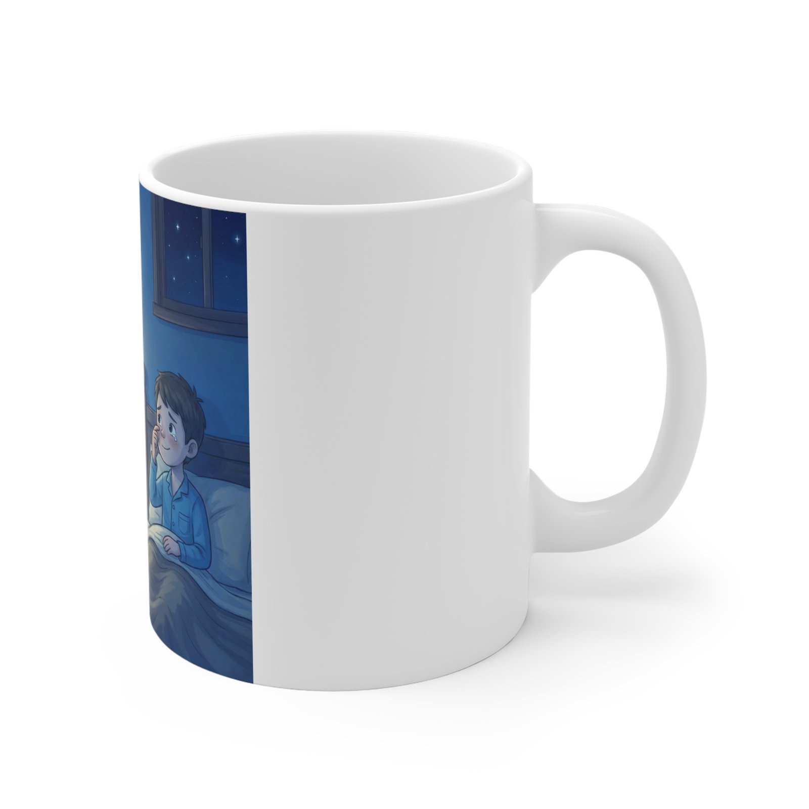 11oz Mug — Bedtime Story Dad and Son Illustration - Image 3